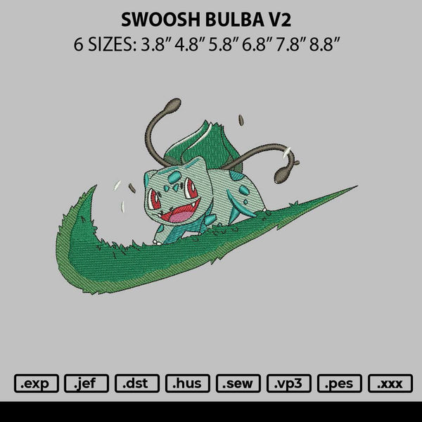 Swoosh Bulba V2 Embroidery File 6 sizes