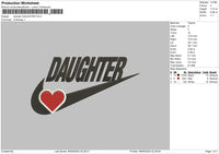 Swoosh Daughter Embroidery File 6 sizes