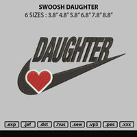 Swoosh Daughter Embroidery File 6 sizes