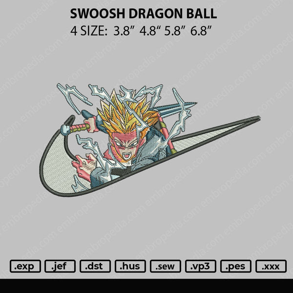 Swoosh Dragon Ball Embroidery File 4 size