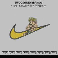 Swoosh Dio Brando Embroidery File 5 sizes