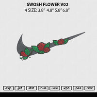 Swoosh Flower V2 Embroidery File 4 sizes