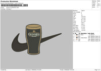 Swoosh Guinnessglass Embroidery File 6 sizes