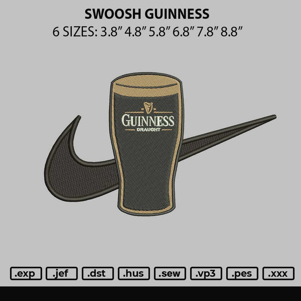 Swoosh Guinnessglass Embroidery File 6 sizes