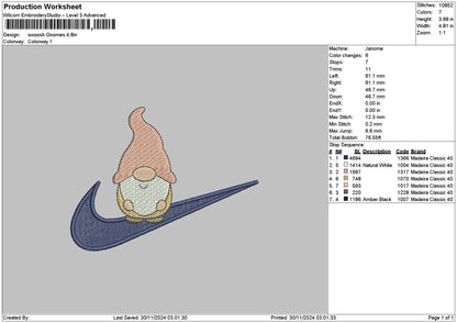 Swoosh Gnomes Embroidery File 6 sizes