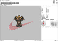 Swoosh Cow Embroidery File 6 sizes