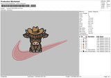 Swoosh Cow Embroidery File 6 sizes