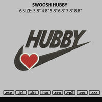 Swoosh Hubby Embroidery File 6 sizes