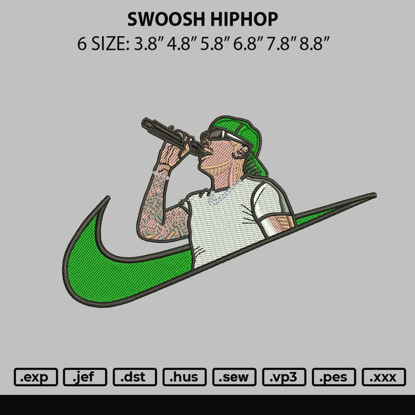 Swoosh Hiphop Embroidery File 6 sizes