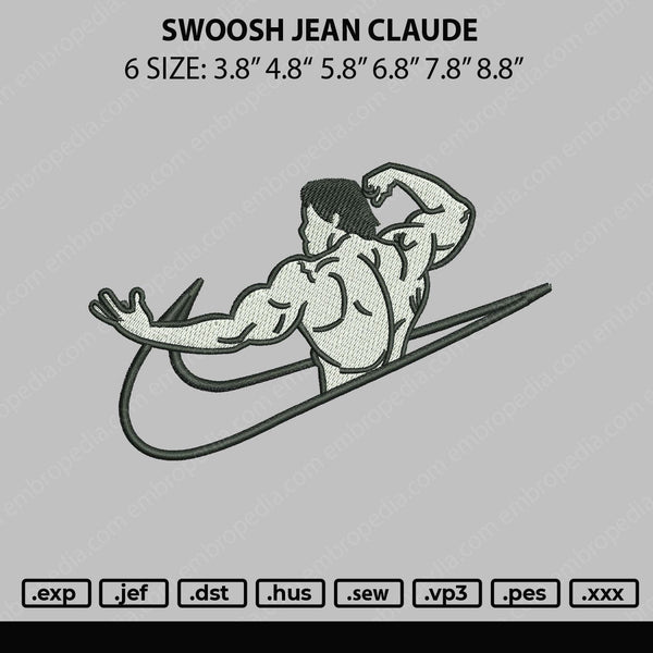 Swoosh Jean Claude Embroidery File 6 sizes