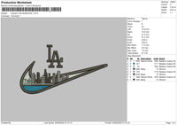 Swoosh Los Angles Embroidery File 4 size