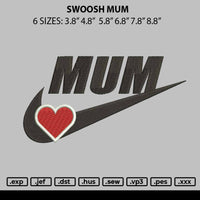 Swoosh Mum Embroidery File 6 sizes