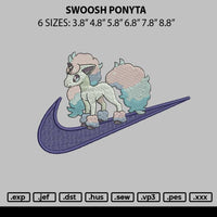 Swoosh Ponyta Embroidery File 6 sizes