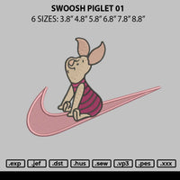 Swoosh Piglet 01 Embroidery File 6 sizes