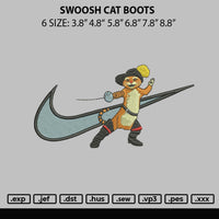 Swoosh Cat Boots Embroidery File 6 sizes