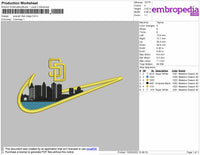 Swoosh San Diego Embroidery File 4 size