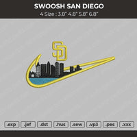 Swoosh San Diego Embroidery File 4 size