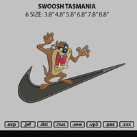 Swoosh Tasmania Embroidery File 6 sizes