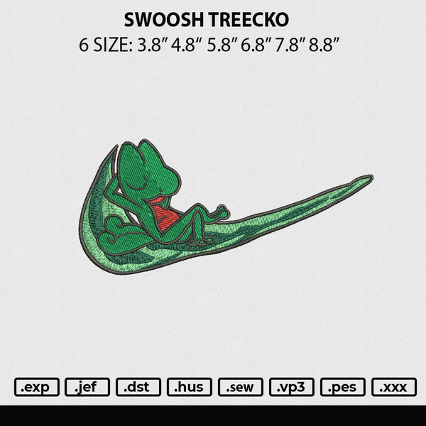 Swoosh Treecko Embroidery File 6 sizes
