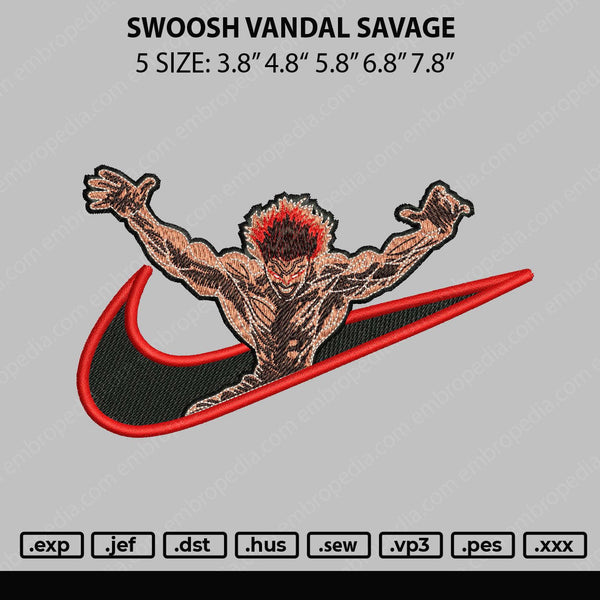 Swoosh Vandal Savage Embroidery File 5 sizes