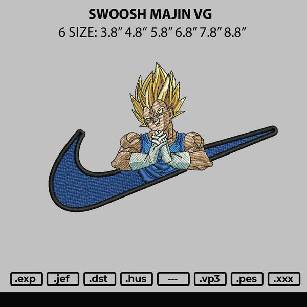 Swoosh Majin Vg Embroidery File 6 sizes