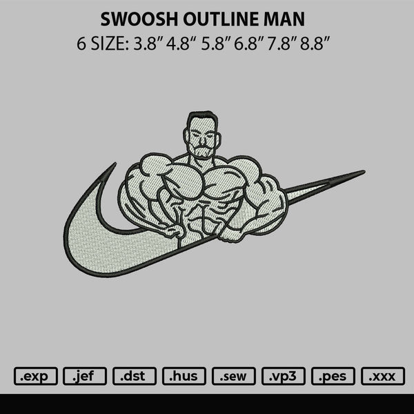 Swoosh Outline Man Embroidery File 6 sizes