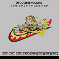 Swoosh Rengoku K Embroidery File 6 sizes