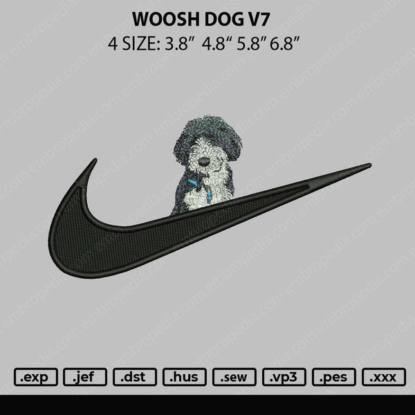 Swoosh Dog V7 Embroidery File 4 size