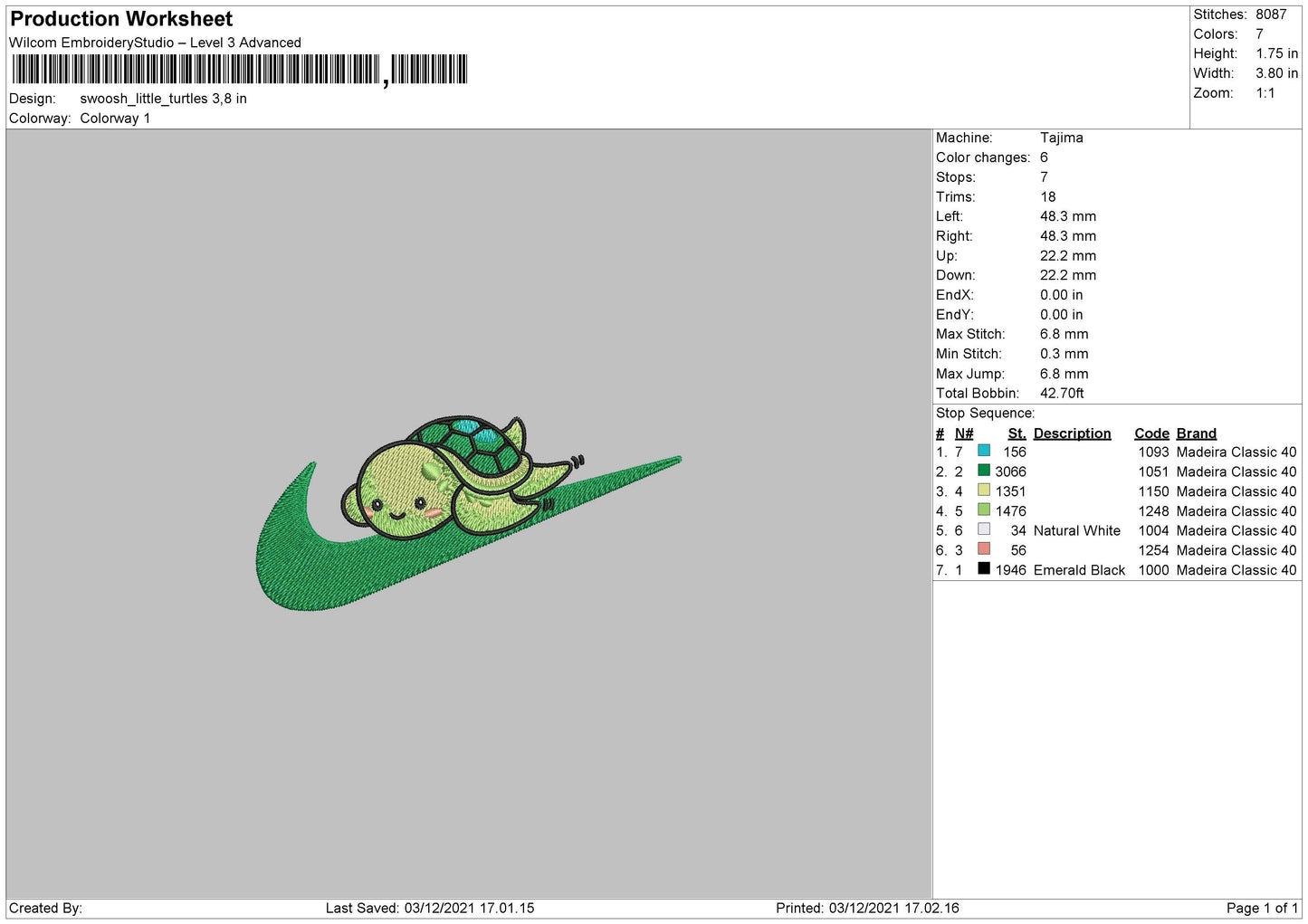 Swoosh Little Turtles Embroidery File 4 size