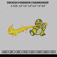 Swoosh Pokemon Charmander Embroidery File 6 sizes