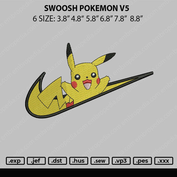 Swoosh Pokemon V5 Emboidery File 6 sizes