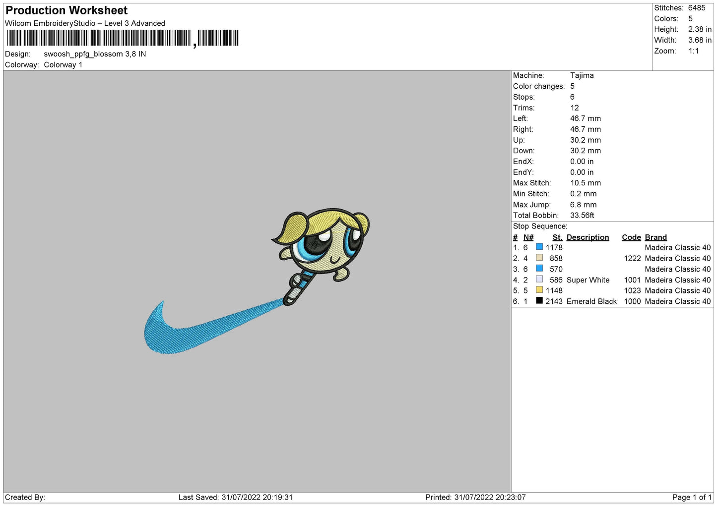 Swoosh PPFG Bubble Embroidery File 4 Sizes