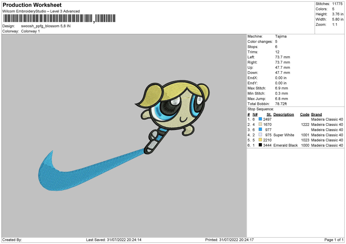Swoosh PPFG Bubble Embroidery File 4 Sizes