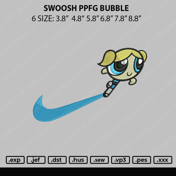 Swoosh PPFG Bubble Embroidery File 4 Sizes