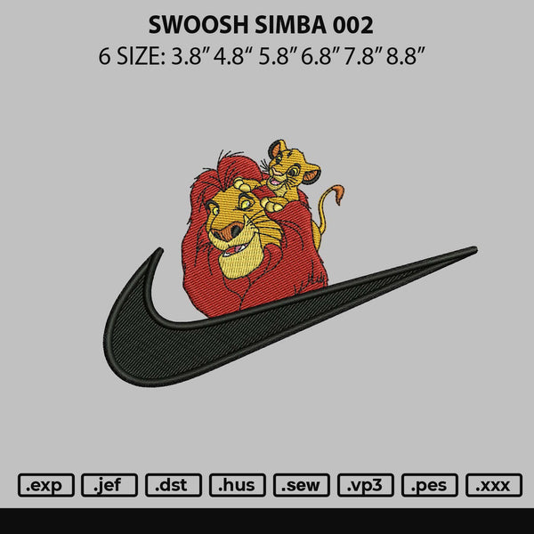 Swoosh Simba 002 Embroidery File 6 sizes