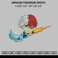 Swoosh Todoroki Shoto Embroidery File 4 size