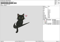 Swoosh Black Cat Embroidery File 6 sizes
