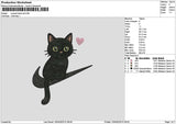 Swoosh Black Cat Embroidery File 6 sizes