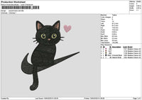Swoosh Black Cat Embroidery File 6 sizes
