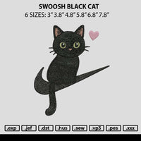 Swoosh Black Cat Embroidery File 6 sizes