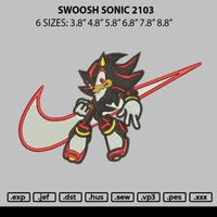 Swoosh Sonic 2301 Embroidery File 6 sizes