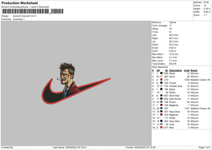 Swoosh Brad Pitt Embroidery File 6 sizes