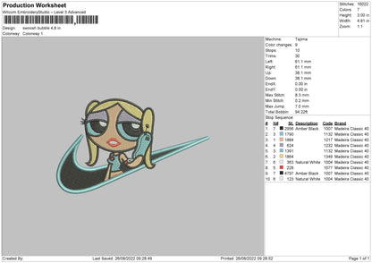 Swoosh Bubble Embroidery File 5 sizes