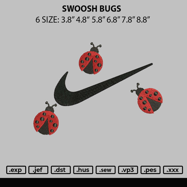 Swoosh Bugs Embroidery File 6 sizes