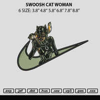 Swoosh Woman Cat Embroidery File 6 sizes