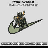 Swoosh Woman Cat Embroidery File 6 sizes