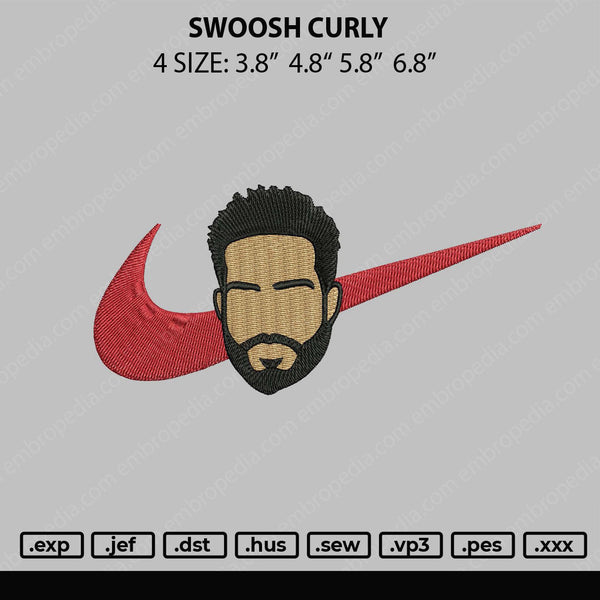 Swoosh Curly Embroidery File 4 size