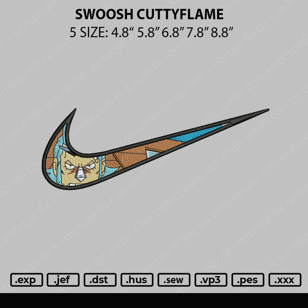 Swoosh Cuttyflame Embroidery File 5 sizes