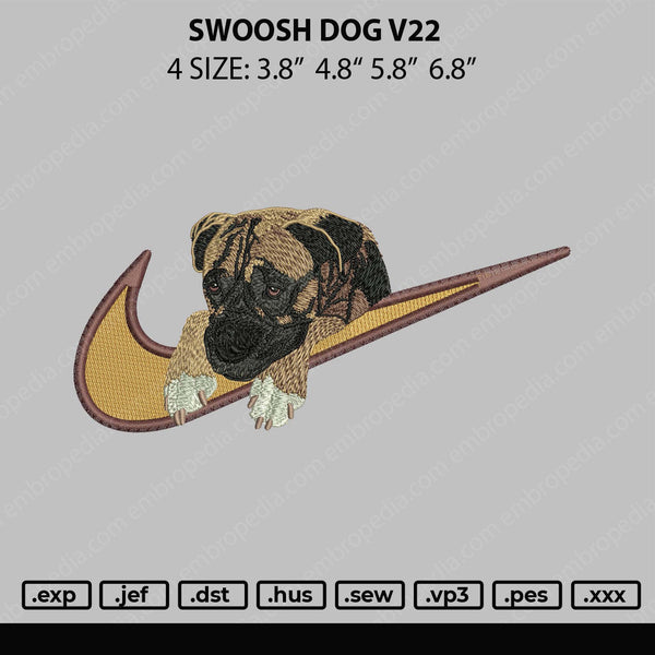 Swoosh Dog V22 Embroidery File 4 size