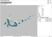 Swoosh Dolphin Embroidery File 4 size